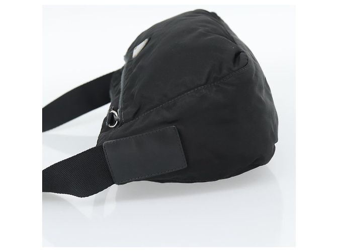 Borsa a Spalla PRADA Nylon Nero Argento Auth hk4001 - vista 3