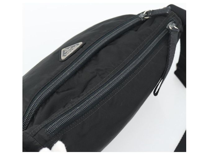 Borsa a Spalla PRADA Nylon Nero Argento Auth hk4001 - vista 6