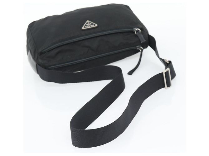 Borsa a Spalla PRADA Nylon Nero Argento Auth hk4001 - vista 7