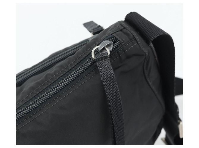 Borsa a Spalla PRADA Nylon Nero Argento Auth hk4001 - vista 9