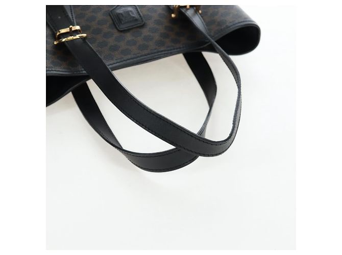 Céline CELINE Macadam Canvas Handtasche PVC Leder Schwarz Gold Auth 191816V Golden - Ansicht 10
