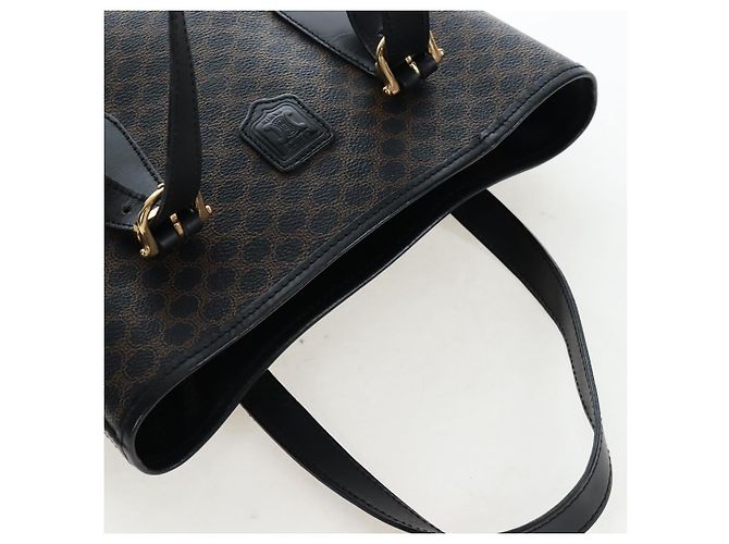 Céline CELINE Macadam Canvas Handtasche PVC Leder Schwarz Gold Auth 191816V Golden - Ansicht 14