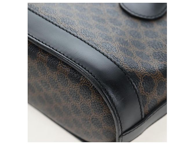 Céline CELINE Macadam Canvas Handtasche PVC Leder Schwarz Gold Auth 191816V Golden - Ansicht 17