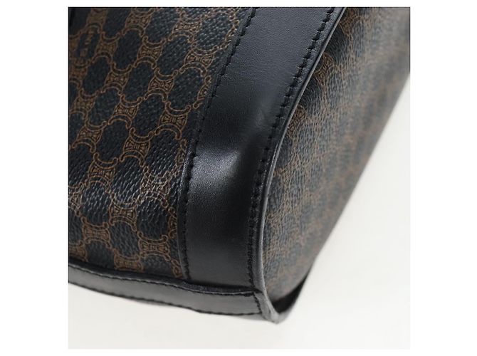 Céline CELINE Macadam Canvas Handtasche PVC Leder Schwarz Gold Auth 191816V Golden - Ansicht 18