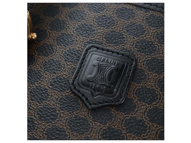 Céline CELINE Macadam Canvas Handtasche PVC Leder Schwarz Gold Auth 191816V Golden - Ansicht 21
