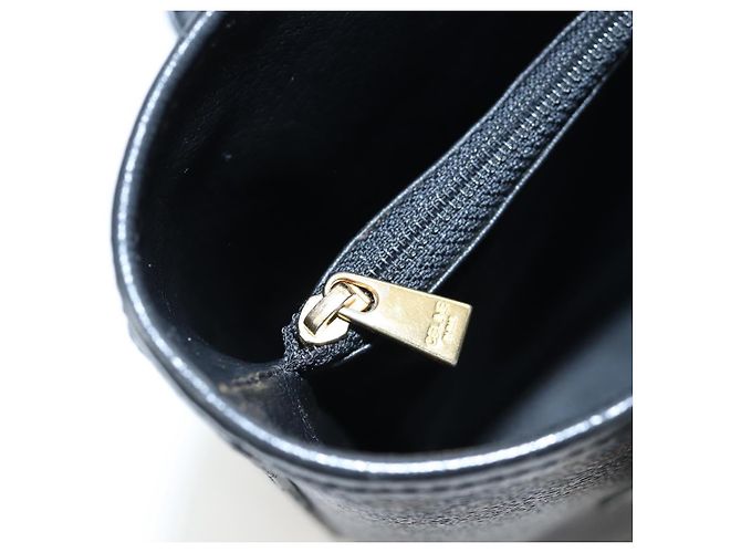 Céline CELINE Macadam Canvas Handtasche PVC Leder Schwarz Gold Auth 191816V Golden - Ansicht 26