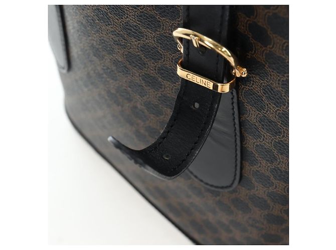 Céline CELINE Macadam Canvas Handtasche PVC Leder Schwarz Gold Auth 191816V Golden - Ansicht 5