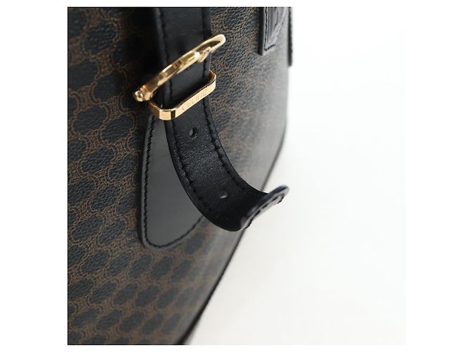 Céline CELINE Macadam Canvas Handtasche PVC Leder Schwarz Gold Auth 191816V Golden - Ansicht 8
