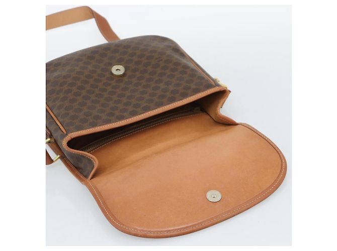 Céline Bolsa de ombro CELINE Macadam em PVC e couro marrom com detalhes dourados Auth ka5340 - vista 10