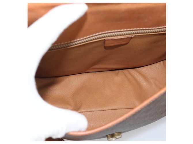 Céline Bolsa de ombro CELINE Macadam em PVC e couro marrom com detalhes dourados Auth ka5340 - vista 11