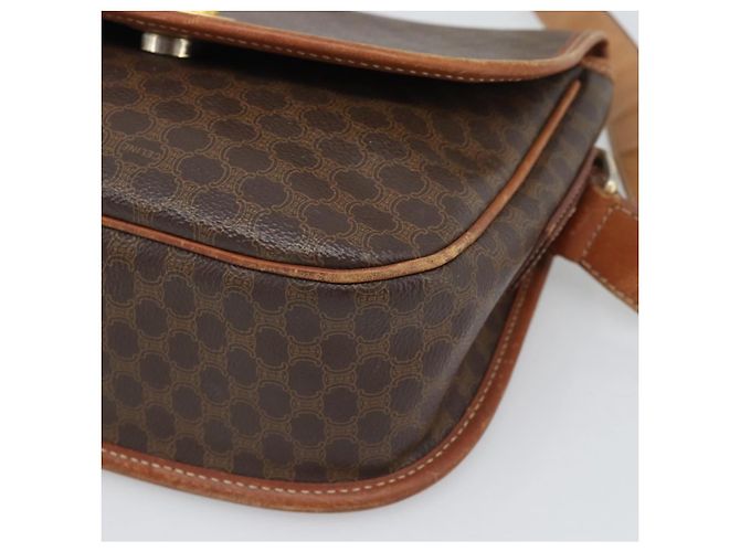 Céline Bolsa de ombro CELINE Macadam em PVC e couro marrom com detalhes dourados Auth ka5340 - vista 14