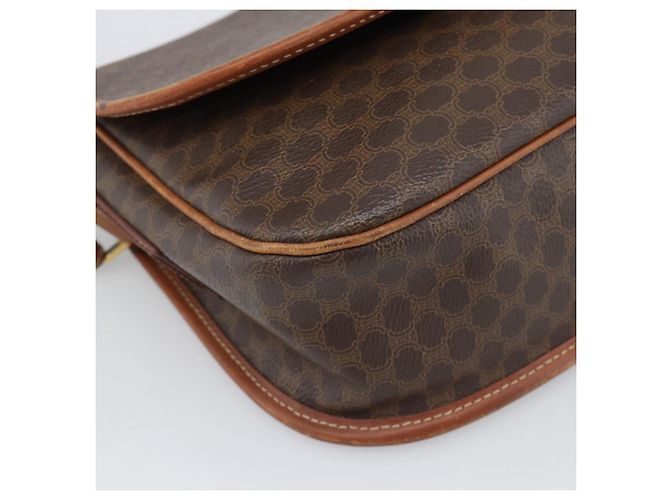 Céline Bolsa de ombro CELINE Macadam em PVC e couro marrom com detalhes dourados Auth ka5340 - vista 15