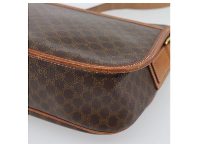 Céline Bolsa de ombro CELINE Macadam em PVC e couro marrom com detalhes dourados Auth ka5340 - vista 16