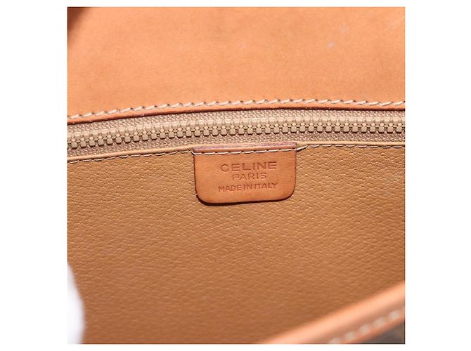 Céline Bolsa de ombro CELINE Macadam em PVC e couro marrom com detalhes dourados Auth ka5340 - vista 17