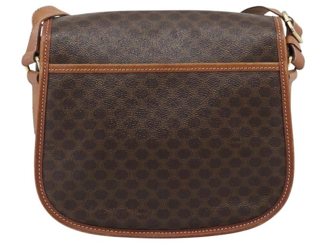 Céline Bolsa de ombro CELINE Macadam em PVC e couro marrom com detalhes dourados Auth ka5340 - vista 2