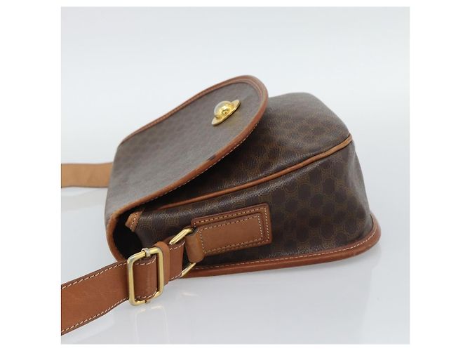 Céline Bolsa de ombro CELINE Macadam em PVC e couro marrom com detalhes dourados Auth ka5340 - vista 3