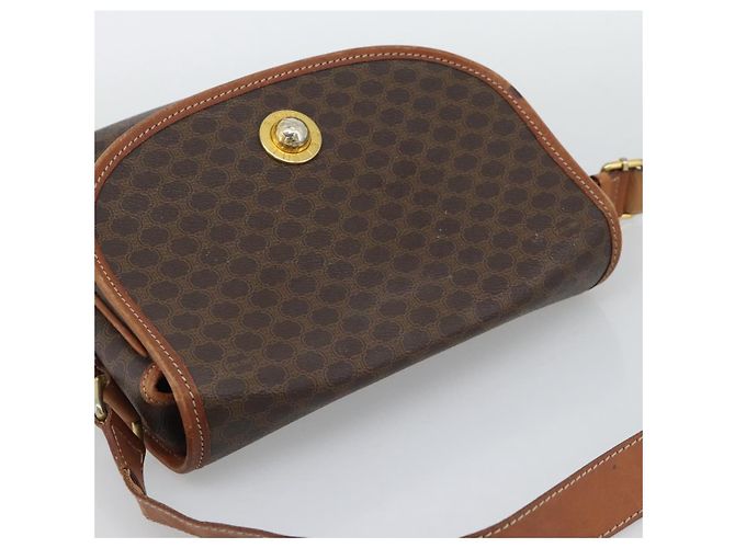 Céline Bolsa de ombro CELINE Macadam em PVC e couro marrom com detalhes dourados Auth ka5340 - vista 6
