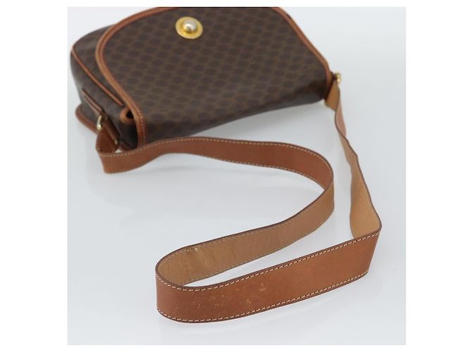 Céline Bolsa de ombro CELINE Macadam em PVC e couro marrom com detalhes dourados Auth ka5340 - vista 7