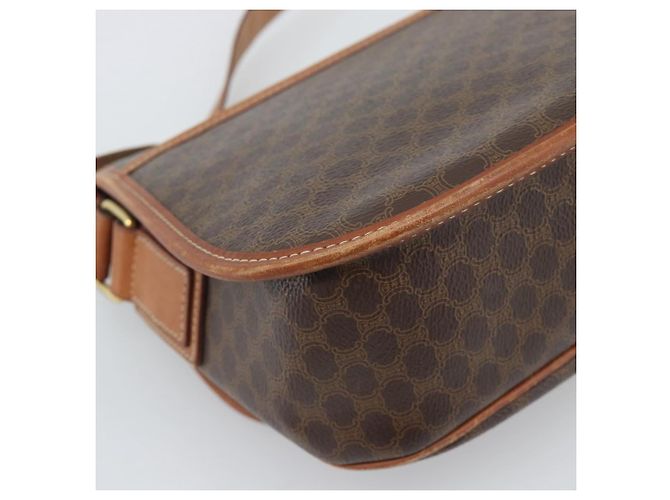 Céline Bolsa de ombro CELINE Macadam em PVC e couro marrom com detalhes dourados Auth ka5340 - vista 9
