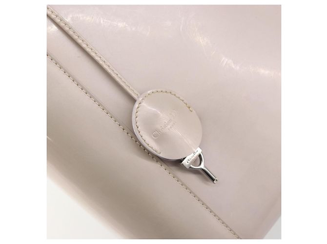 Borsa Christian Dior Maris Pearl in vernice Beige Argento Auth 193082A - vista 10