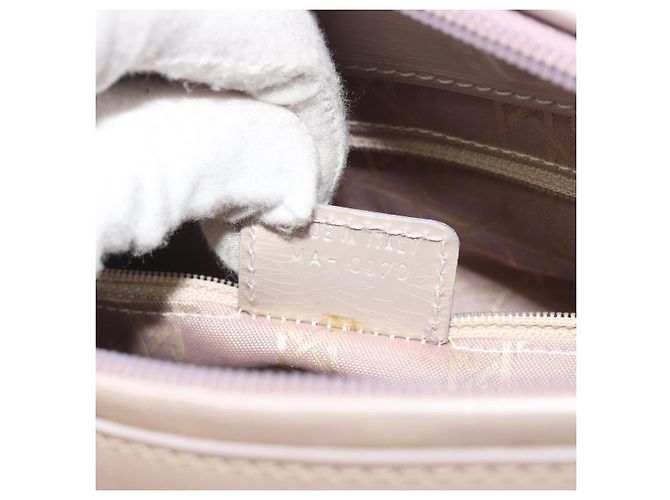 Borsa Christian Dior Maris Pearl in vernice Beige Argento Auth 193082A - vista 12