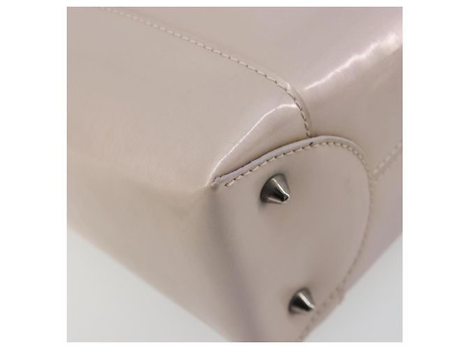 Borsa Christian Dior Maris Pearl in vernice Beige Argento Auth 193082A - vista 16
