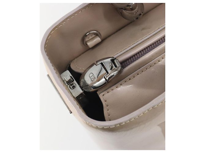 Borsa Christian Dior Maris Pearl in vernice Beige Argento Auth 193082A - vista 17