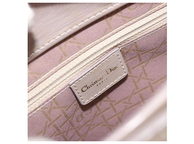 Borsa Christian Dior Maris Pearl in vernice Beige Argento Auth 193082A - vista 18