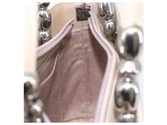 Borsa Christian Dior Maris Pearl in vernice Beige Argento Auth 193082A - vista 20