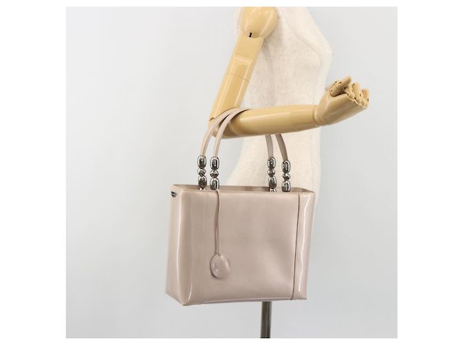 Borsa Christian Dior Maris Pearl in vernice Beige Argento Auth 193082A - vista 24
