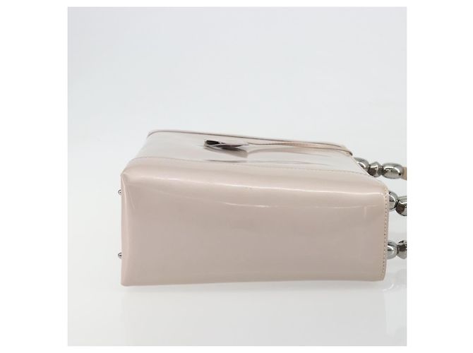 Borsa Christian Dior Maris Pearl in vernice Beige Argento Auth 193082A - vista 3