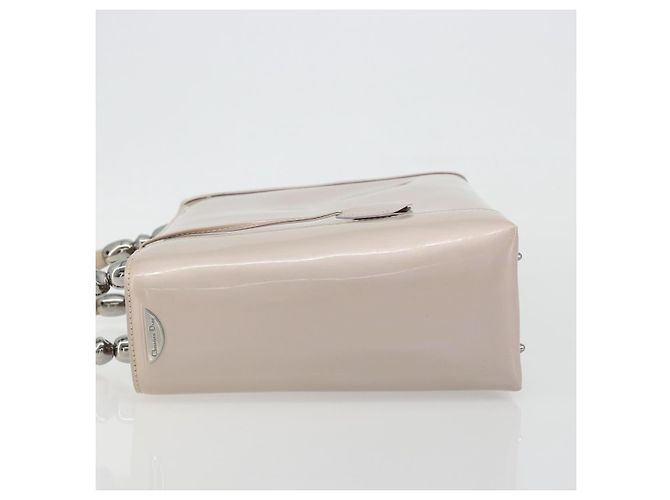 Borsa Christian Dior Maris Pearl in vernice Beige Argento Auth 193082A - vista 4