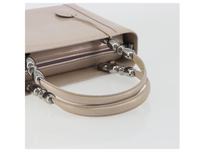Borsa Christian Dior Maris Pearl in vernice Beige Argento Auth 193082A - vista 7