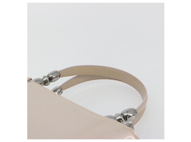 Borsa Christian Dior Maris Pearl in vernice Beige Argento Auth 193082A - vista 8