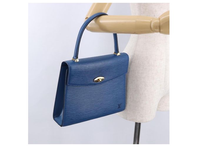 LOUIS VUITTON Epi Malesherbes Hand Bag Blue M52375 LV Auth ka5454 - vista 24