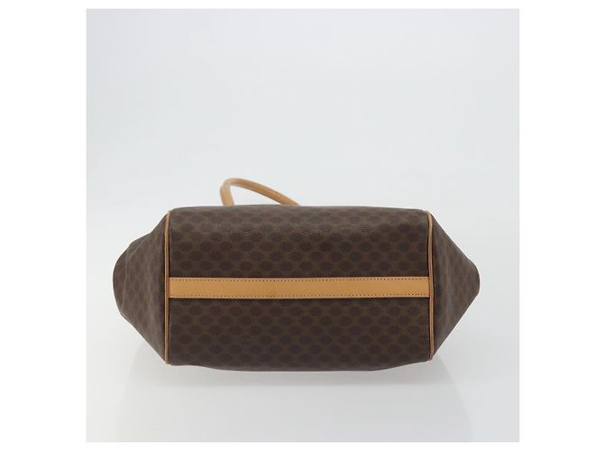 Céline Bolsa Tote CELINE Macadam em PVC e couro marrom com detalhes dourados Auth 192701 - vista 5
