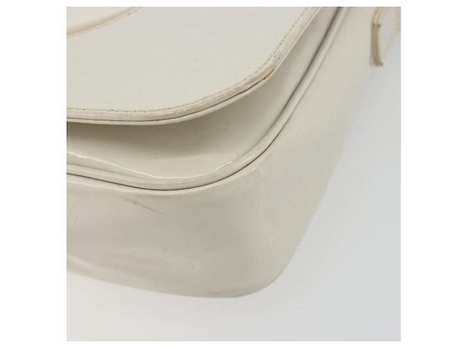 Céline CELINE Circle Schultertasche Lackleder Elfenbein Silber Auth 192674 Roh - Ansicht 14