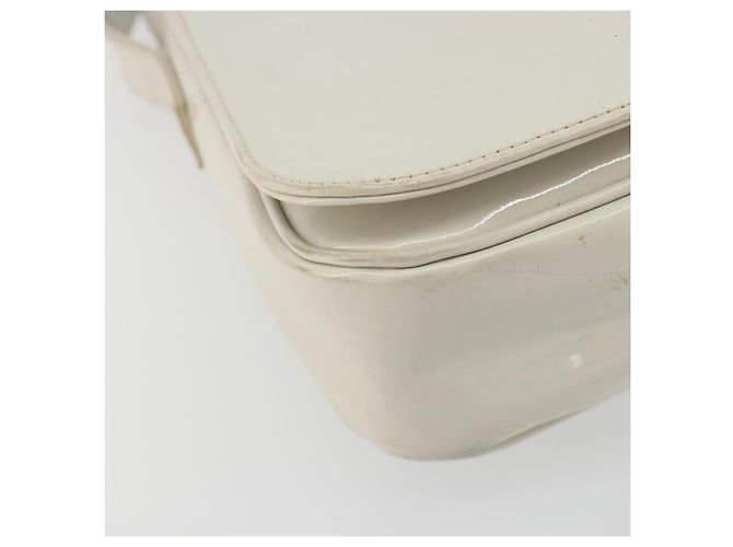 Céline CELINE Circle Schultertasche Lackleder Elfenbein Silber Auth 192674 Roh - Ansicht 15