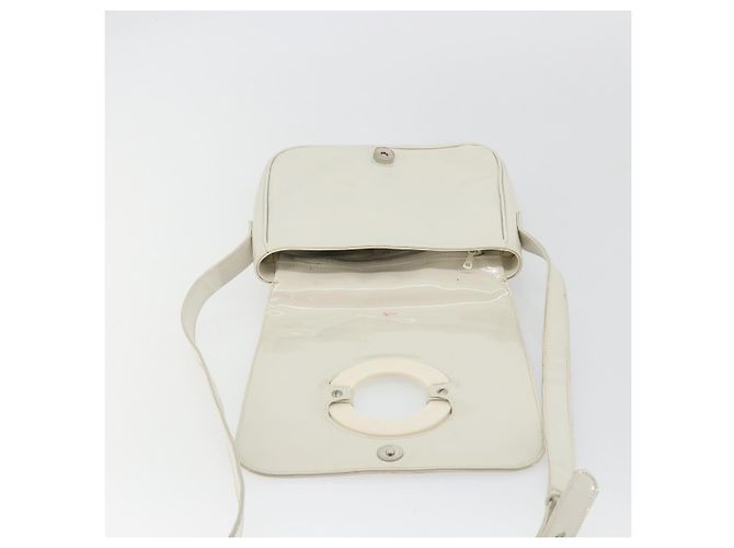 Céline CELINE Circle Schultertasche Lackleder Elfenbein Silber Auth 192674 Roh - Ansicht 19