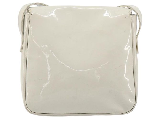 Céline CELINE Circle Schultertasche Lackleder Elfenbein Silber Auth 192674 Roh - Ansicht 2