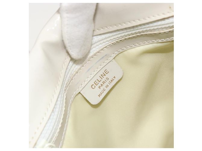 Céline CELINE Circle Schultertasche Lackleder Elfenbein Silber Auth 192674 Roh - Ansicht 20