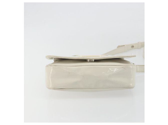 Céline CELINE Circle Schultertasche Lackleder Elfenbein Silber Auth 192674 Roh - Ansicht 5