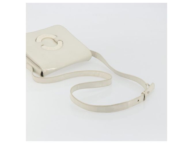 Céline CELINE Circle Schultertasche Lackleder Elfenbein Silber Auth 192674 Roh - Ansicht 7