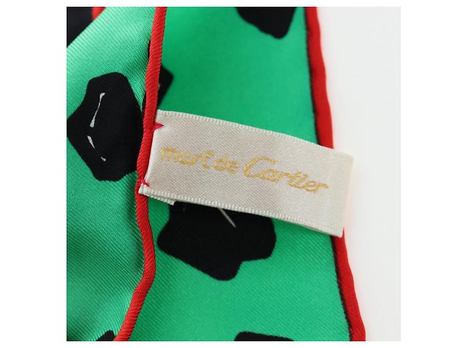 Sciarpa in seta CARTIER motivo leopardato Verde Blu Autentica am12079M - vista 14