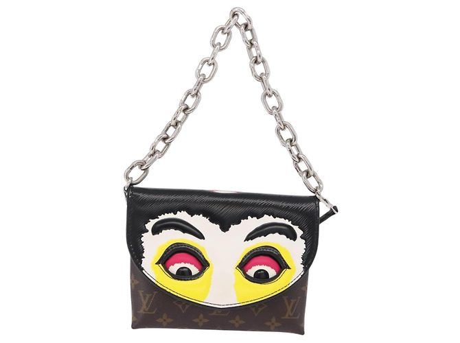 LOUIS VUITTON Yamamoto Kansai Pochette Kabuki Mask M43532 Auth ka5449SAM Nero Monogramma - vista 13