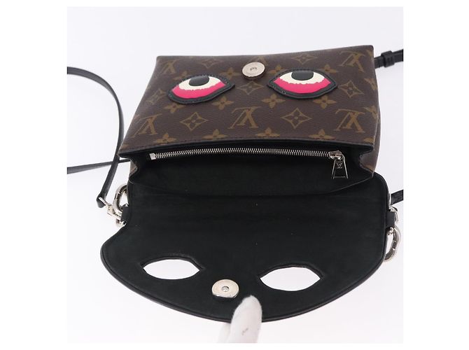 LOUIS VUITTON Yamamoto Kansai Pochette Kabuki Mask M43532 Auth ka5449SAM Nero Monogramma - vista 19