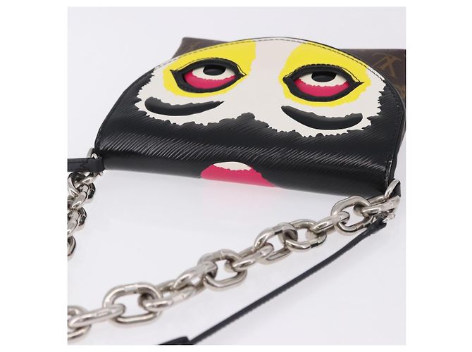 LOUIS VUITTON Yamamoto Kansai Pochette Kabuki Mask M43532 Auth ka5449SAM Nero Monogramma - vista 6