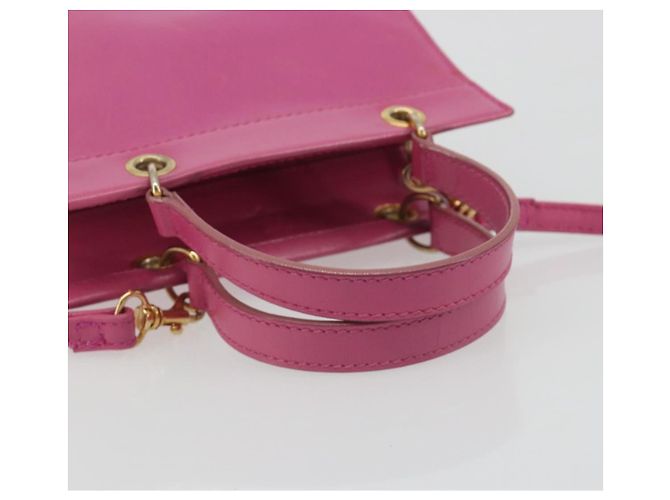 Céline Borsa CELINE in pelle 2way Rosa Oro Auth 193077A D'oro - vista 7