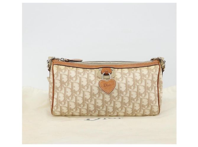 Borsa a tracolla Christian Dior Trotter Canvas Romantic PVC Avorio Argento Auth 190263A Crudo - vista 12
