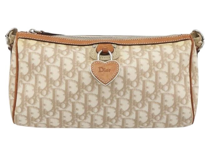 Borsa a tracolla Christian Dior Trotter Canvas Romantic PVC Avorio Argento Auth 190263A Crudo - vista 13